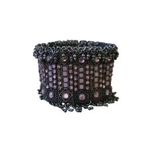 Metal Fringe And Purple Rhinestone Stretch Bracelet